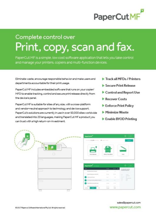 Papercut, Mf, Fact Sheet, Connex Systems