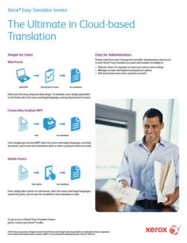 Fact Sheet, Xerox, Easy Translator Service, cloud, Connex Systems